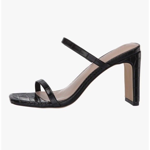 NWT The Drop Women's Avery Square Toe Two Strap High Heeled Sandal Sz 7.5 Black - Picture 5 of 14